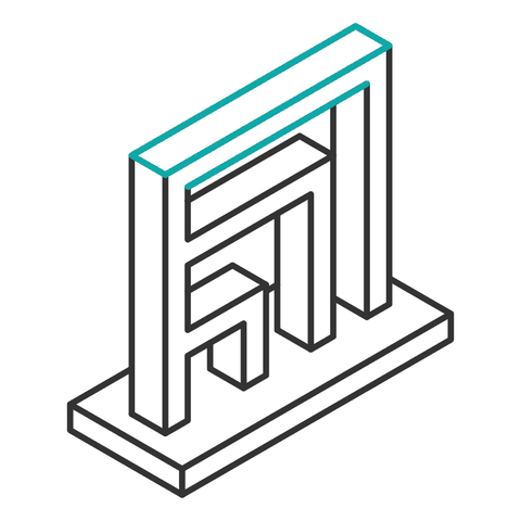 A flat span printed between two pillars