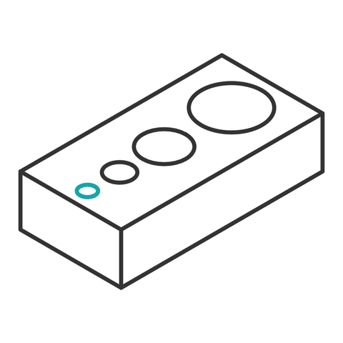 A block with holes of several sizes