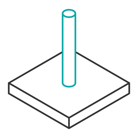 A thin printed pin standing on a base