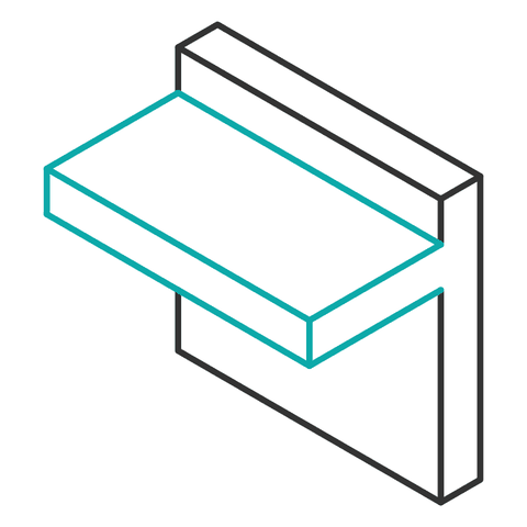 A flat ledge sticking out from a wall with nothing under it