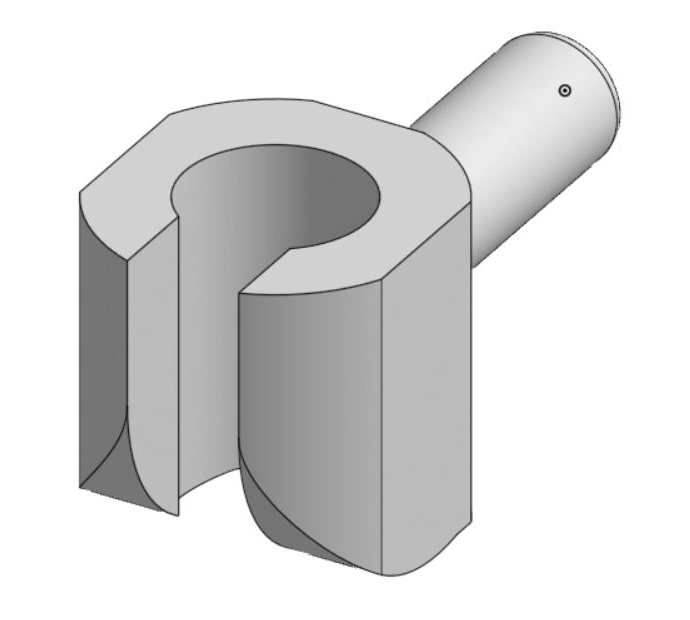 The knight's hand: a C-shaped clip with a round peg sticking out the back