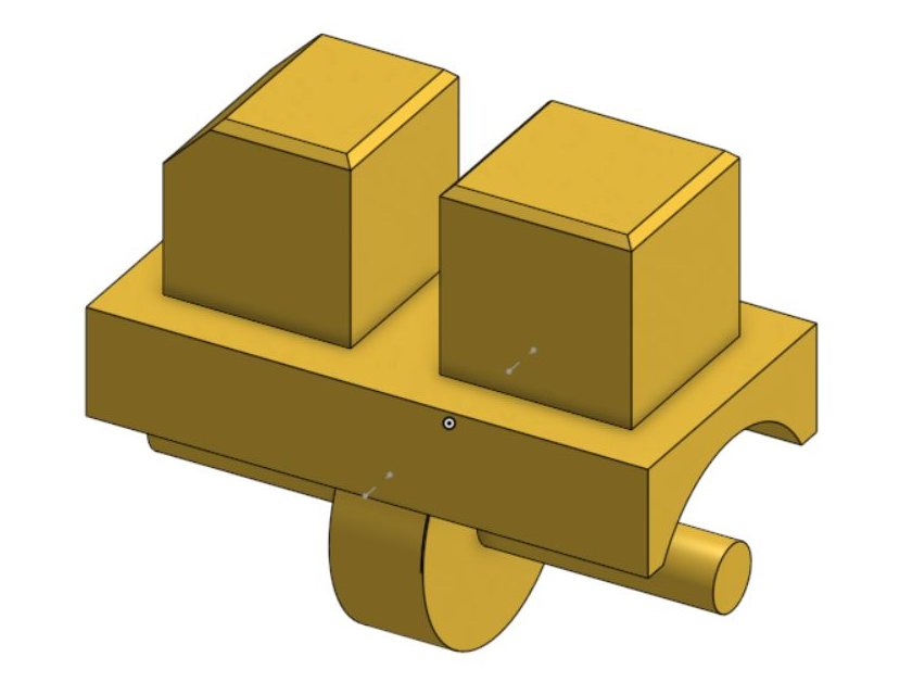 The knight's hip part: two blocks on top, with a rod underneath that the legs turn on