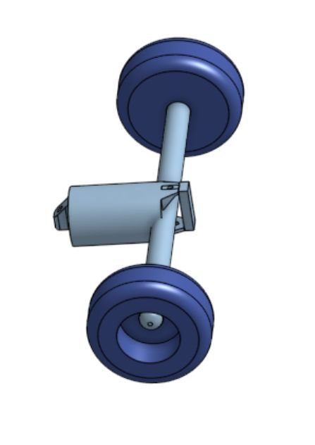 An early version of the axle connection: a segment sitting on a separate connector on the axle, between two wheels