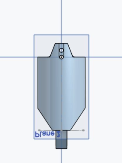 The snake segment from above: the ends taper at an angle into the narrow tabs that hold the pin